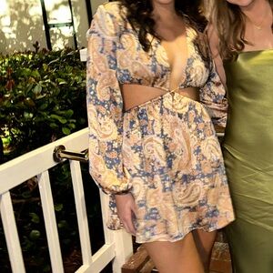 Elegant Paisley Long Sleeve Dress